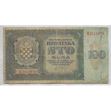 CROACIA 1941 BILLETTE DE 100 KUNAS SEGUNDA GUERRA MUNDIAL